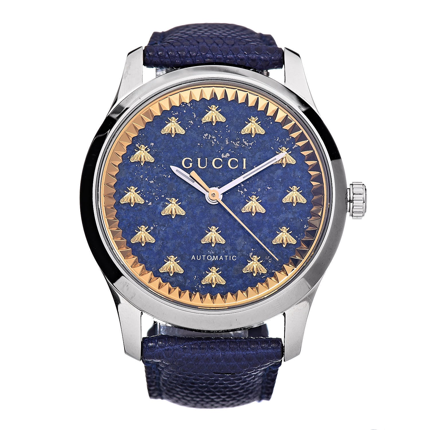 Gucci Stainless Steel Lizard Lapis Lazuli 38mm G-Timeless Bee Automatic Watch Blue 1 of 9