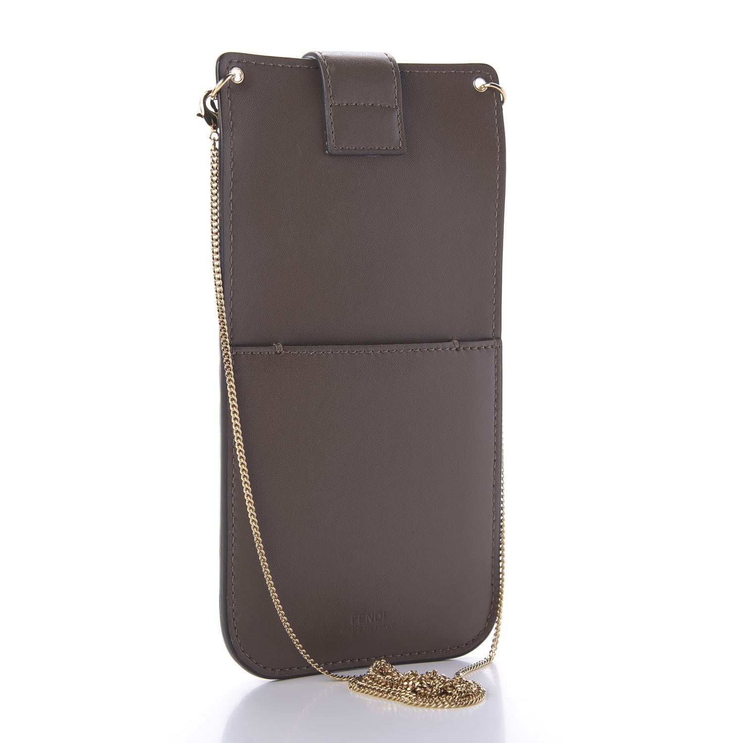 Fendi Vitello Soft F is Fendi Bi-Color FF 1974 Embossed Phone Pouch Maya Black 3 of 10
