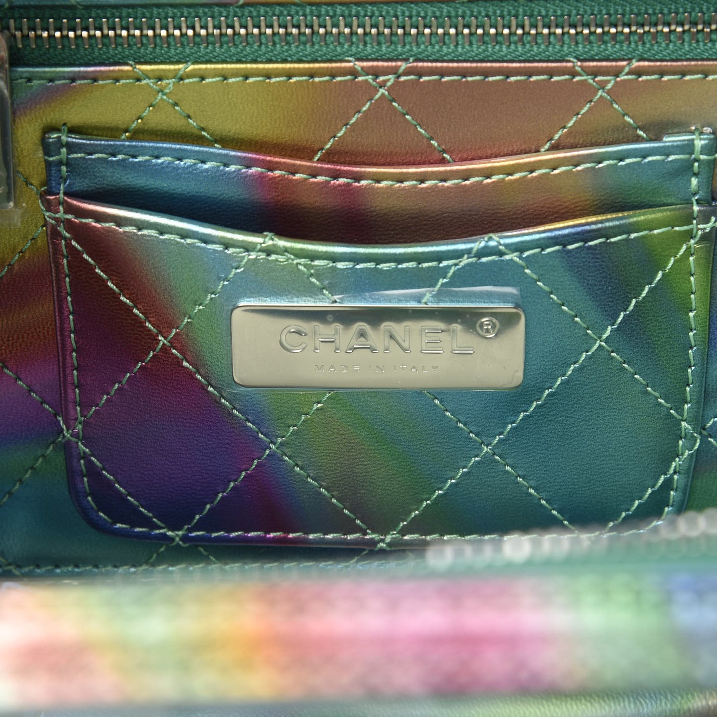 PVC Patent Calfskin Patent Lambskin Small CC Vanity Case Green