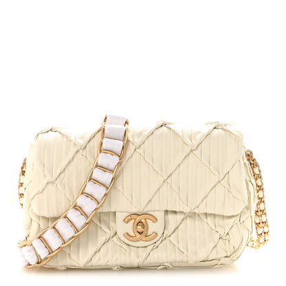 Chanel Pleated Calfskin Quilted Medallion Flap White 1 of 11