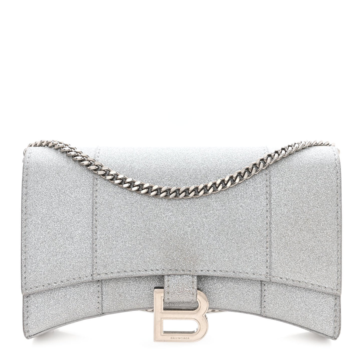 Sparkling Fabric XS Hourglass Wallet On Chain Silver