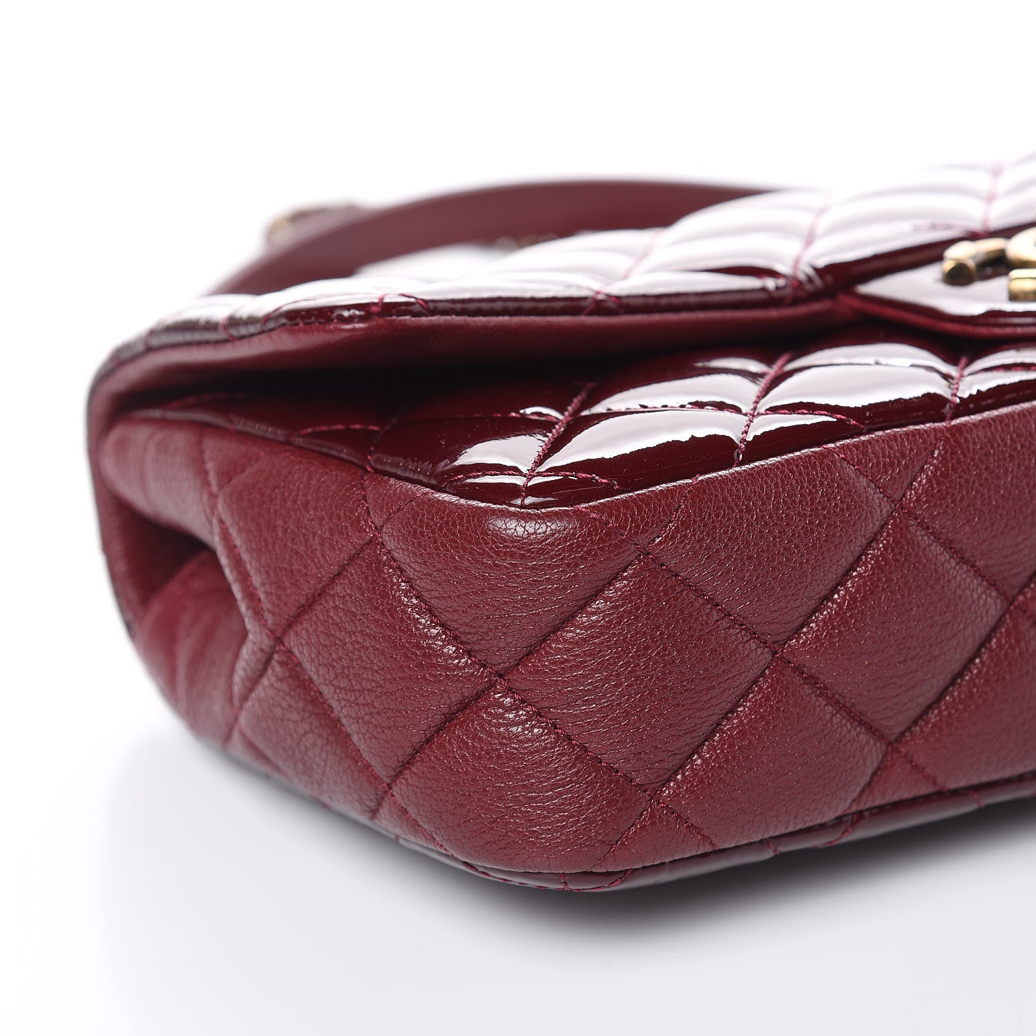 Chanel Patent Goatskin Quilted Medium CC Eyelet Flap Burgundy 8 of 11