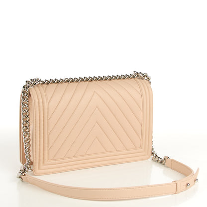 Chanel Calfskin Chevron New Medium Boy Flap Beige 3 of 8