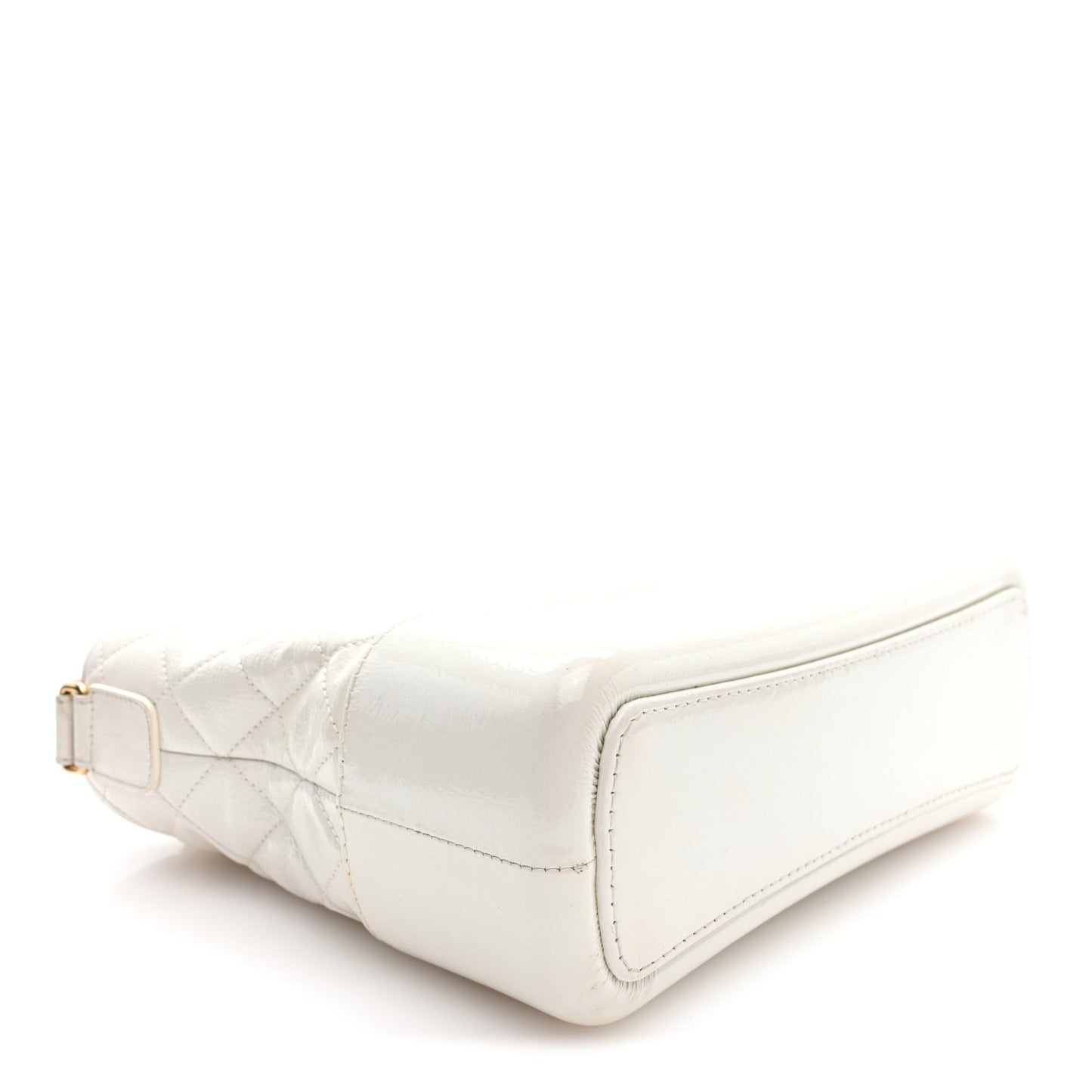 Patent Goatskin Quilted Medium Gabrielle Hobo White