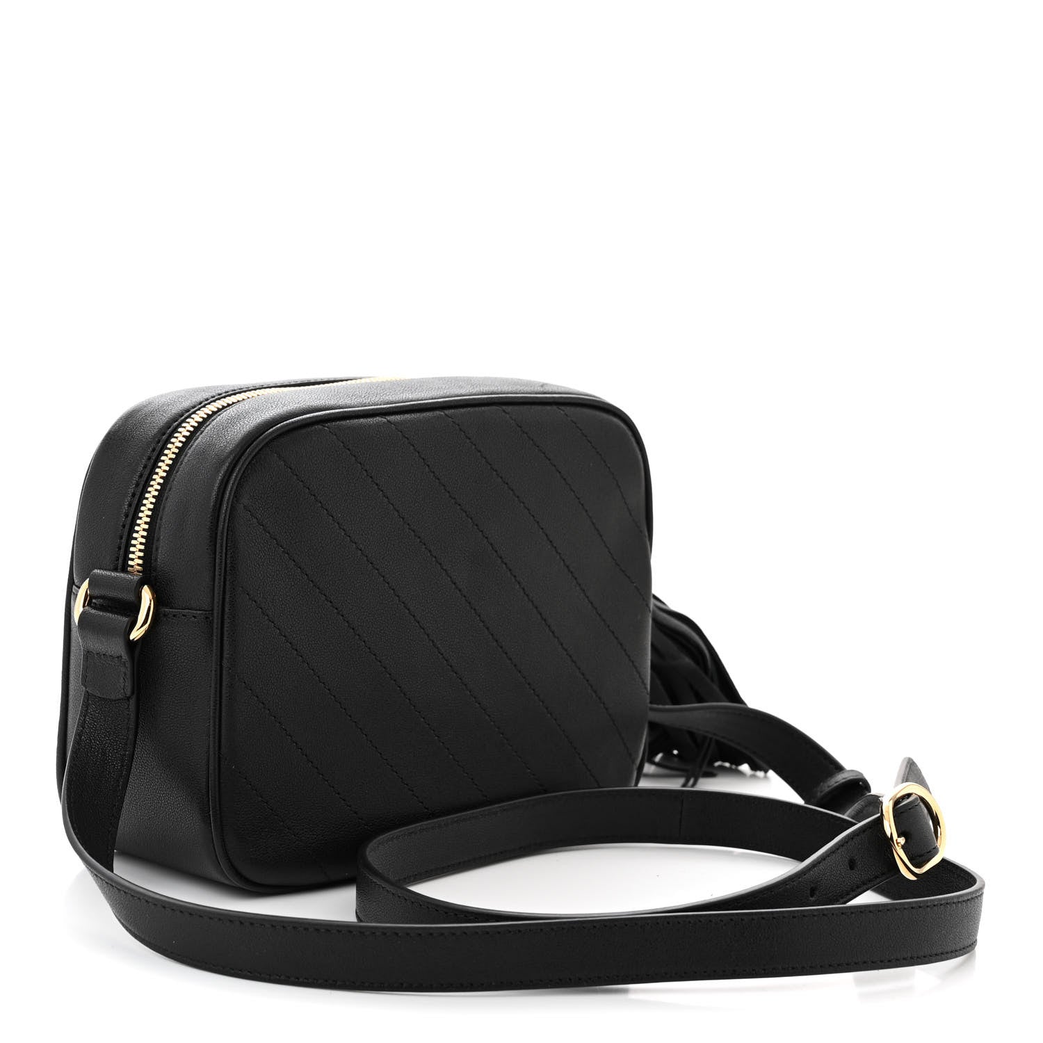 Gucci Sakai Be Green Calfskin Diagonal Stitched Small Blondie Shoulder Bag Black 3 of 9