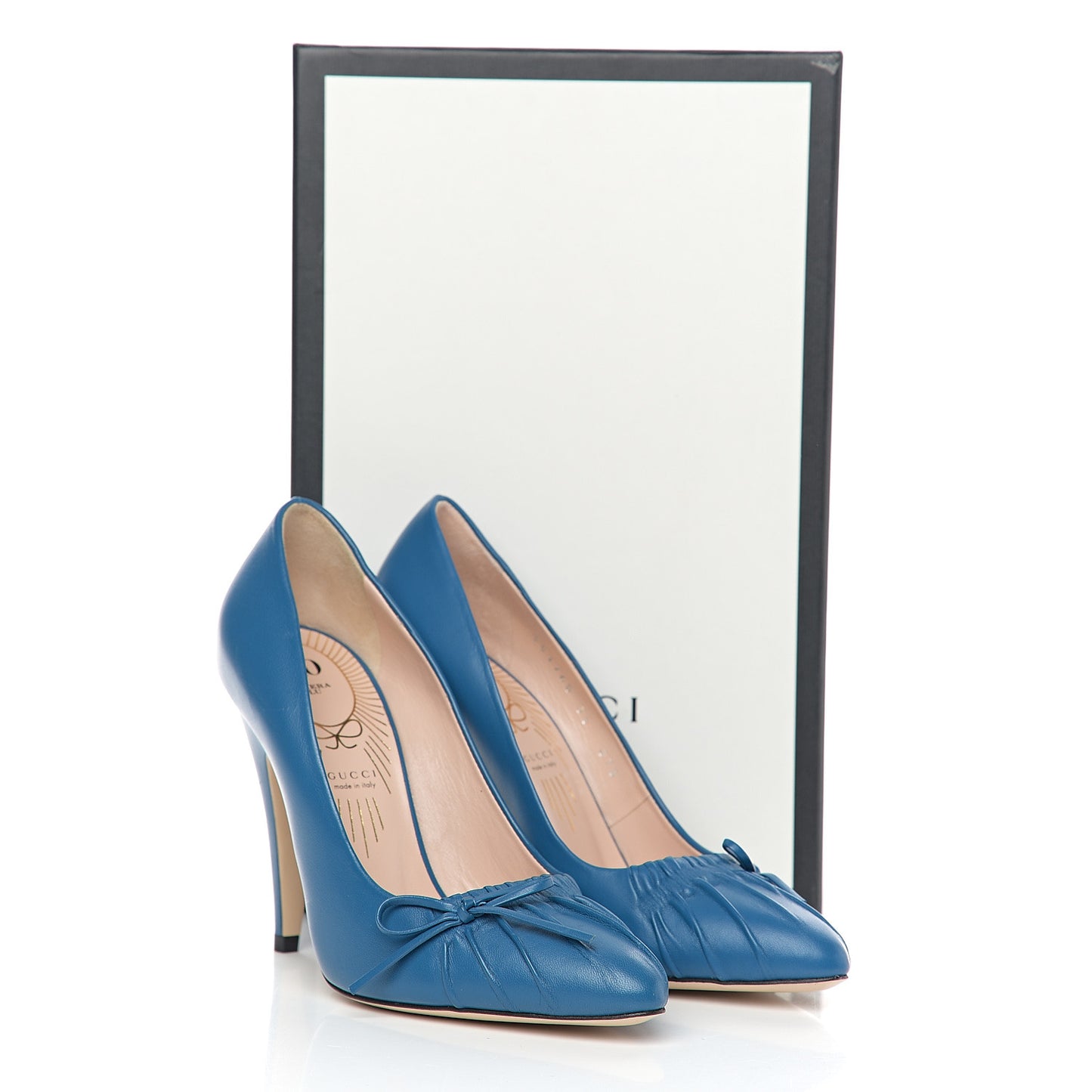 Nappa Bow High Heel Pumps 36 Riviera Blue