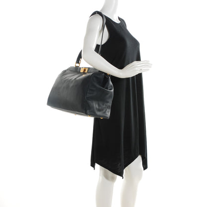 Fendi Calfskin Denim Zucca Large Peekaboo Iconic Satchel Navy 2 of 8