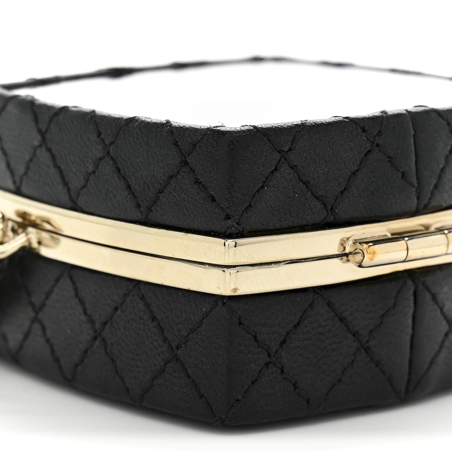 Lambskin Quilted Small Beauty Box Clutch With Chain Black