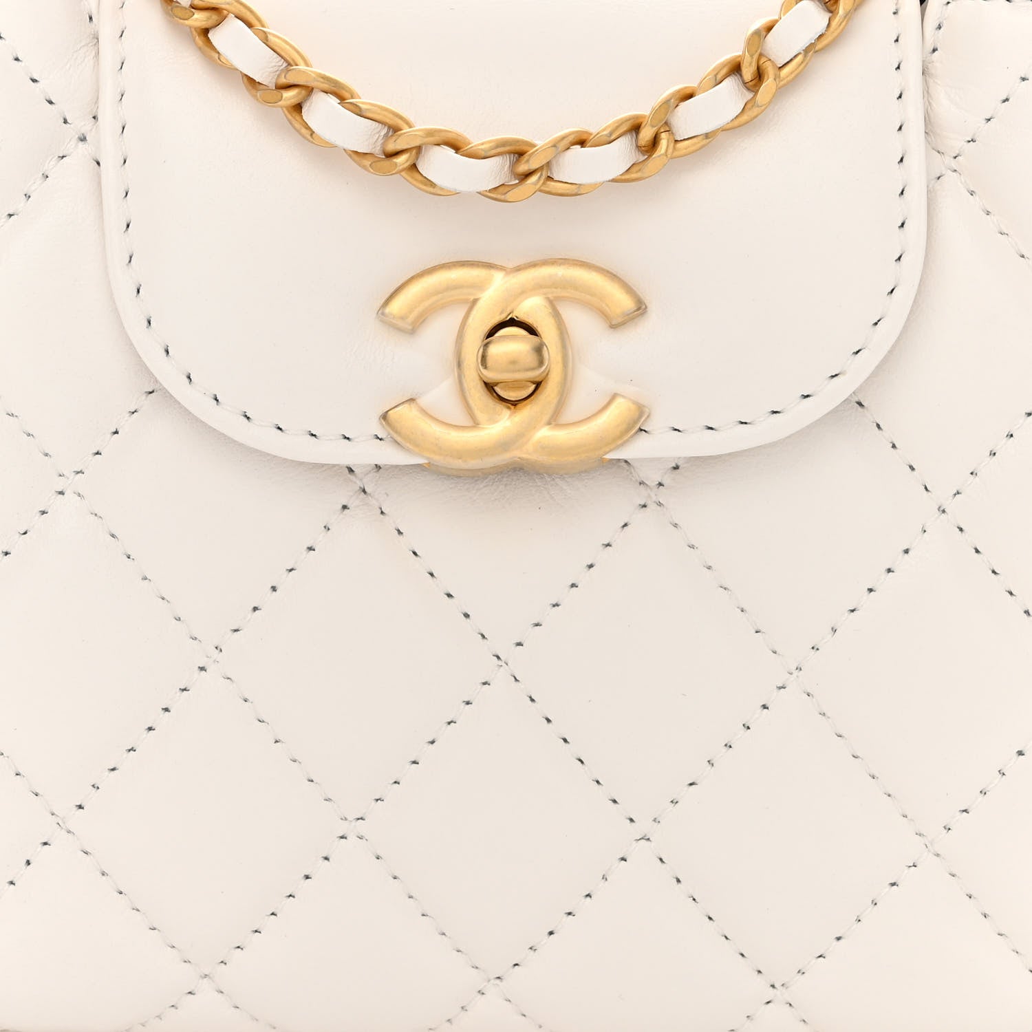 Chanel Shiny Aged Calfskin Quilted Nano Kelly Shopper White 8 of 10