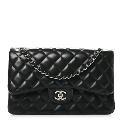 Chanel Lambskin Quilted Jumbo Double Flap Black 1 of 12