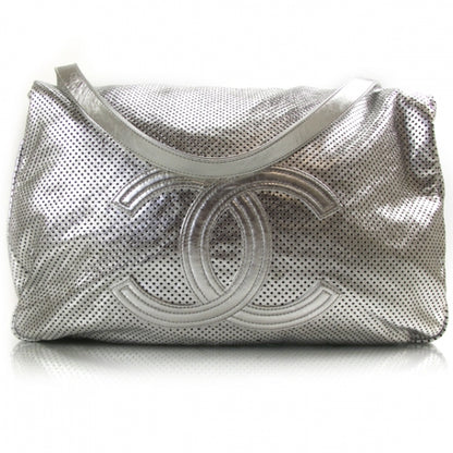 Chanel Metallic Glazed Calfskin Perforated XL Rodeo Drive Tote Silver 1 of 12