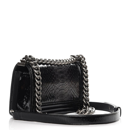 Chanel Python Patent Small Boy Flap Black 3 of 7