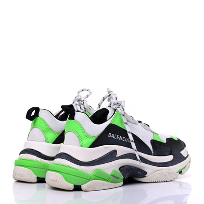 Balenciaga Fabric Mesh Womens Triple S Sneakers 37 White Green Fluo Black 4 of 13
