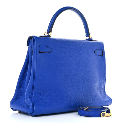 Hermes Taurillon Clemence Kelly Retourne 32 Bleu Electrique 2 of 13