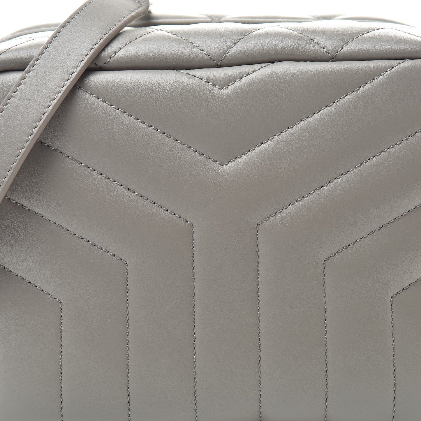 Calfskin Y Quilted Monogram Small Loulou Bowling Bag Light Gray