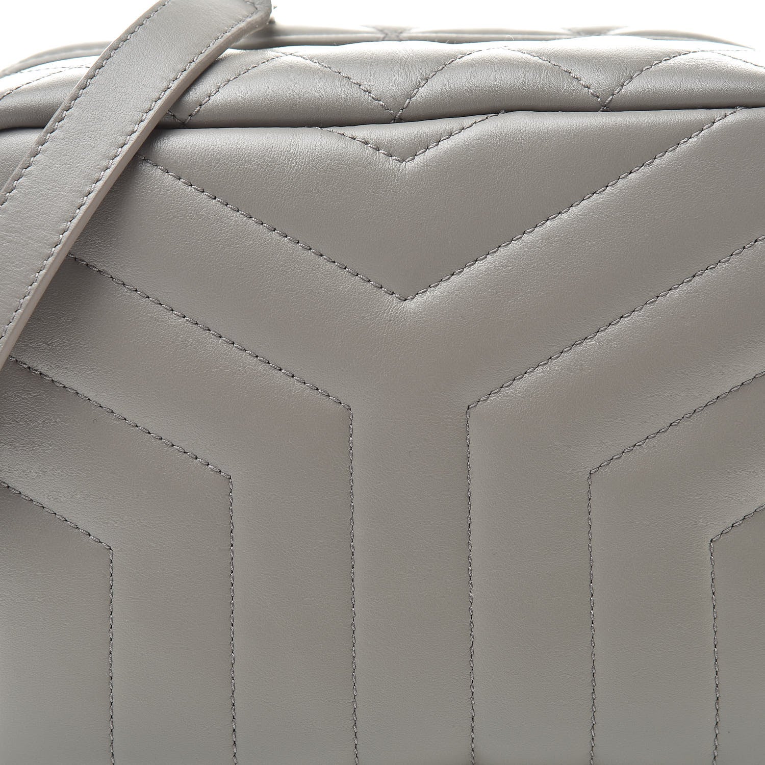 Saint Laurent Calfskin Y Quilted Monogram Small Loulou Bowling Bag Light Gray 8 of 10
