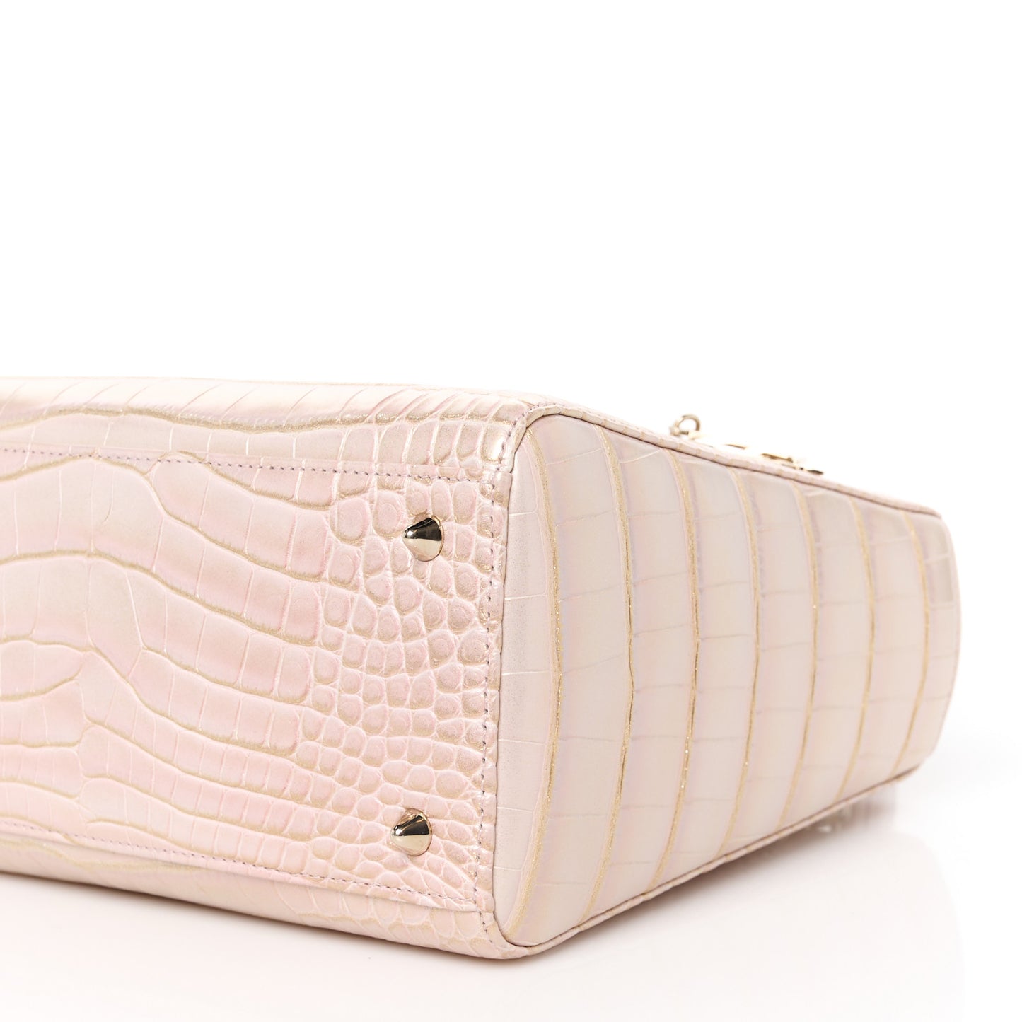 Metallic Alligator Medium Lady Dior Rose