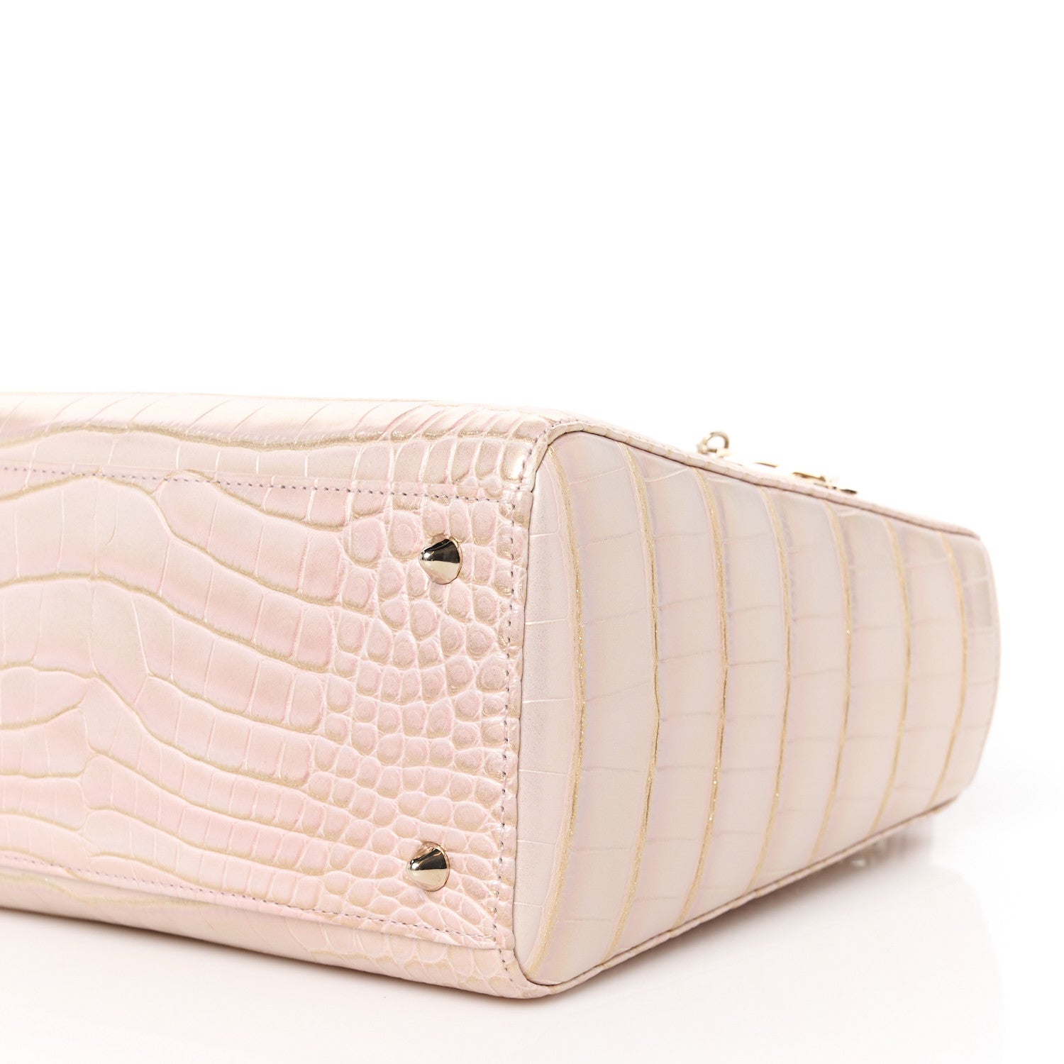 Christian Dior Metallic Alligator Medium Lady Dior Rose 10 of 11