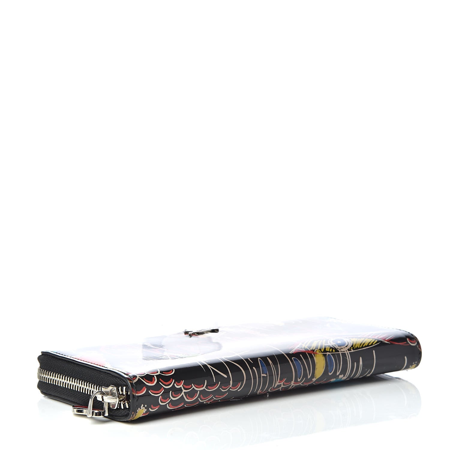Christian Louboutin Patent Loubitag Graffiti Panettone Zip Wallet Black 4 of 10