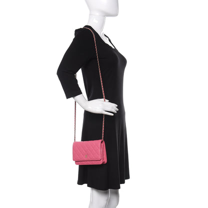 Chanel Caviar Quilted Wallet on Chain WOC Pink 2 of 12