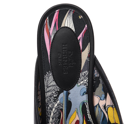 Hermes Calfskin Nappa Oz Mules 39 Naturel Black Multicolore 6 of 8