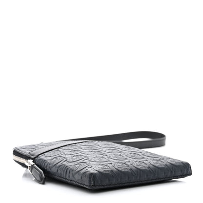 Salvatore Ferragamo Calfskin Gancini Embossed Travel Pouch Black 4 of 9