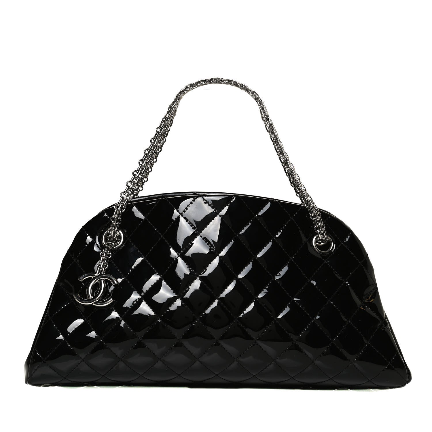 Chanel Patent Quilted Medium Just Mademoiselle Bowling Bag Black 1 of 10