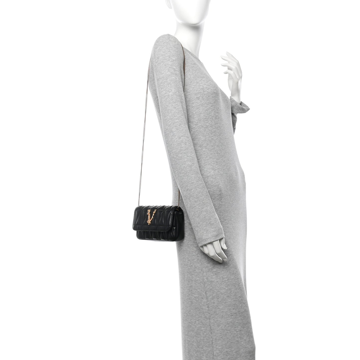 Nappa Quilted Virtus Evening Bag Black