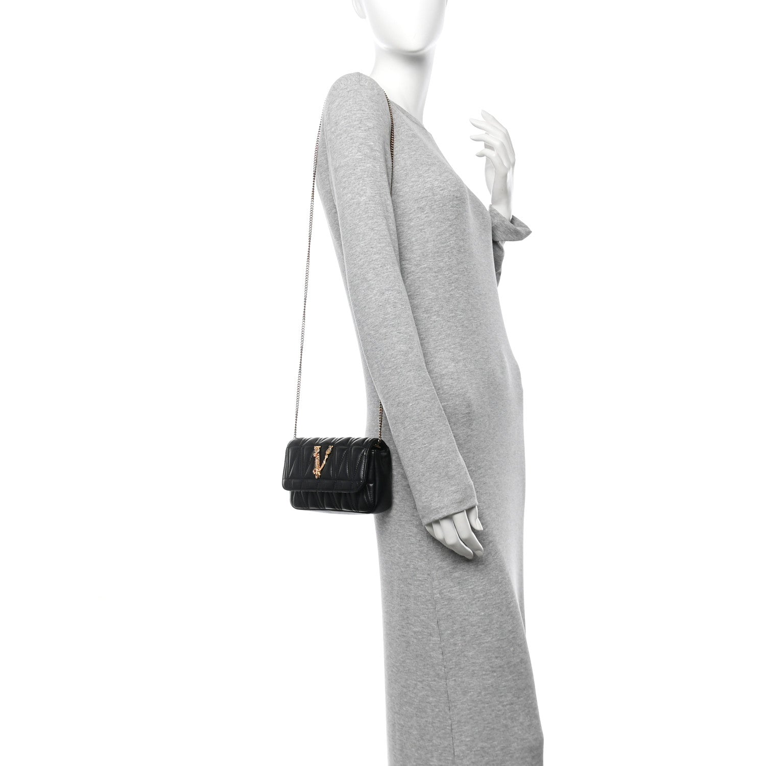 Versace Nappa Quilted Virtus Evening Bag Black 2 of 11