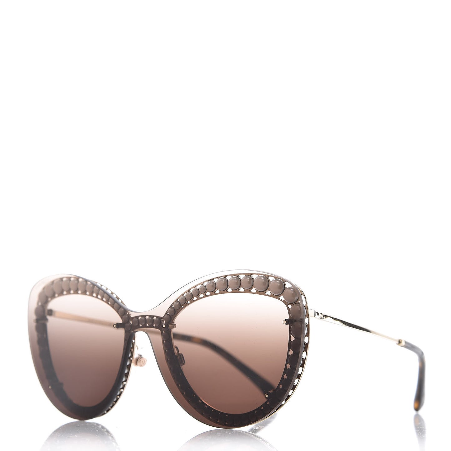 Acetate Metal Pearl Butterfly Sunglasses 4236-H Brown