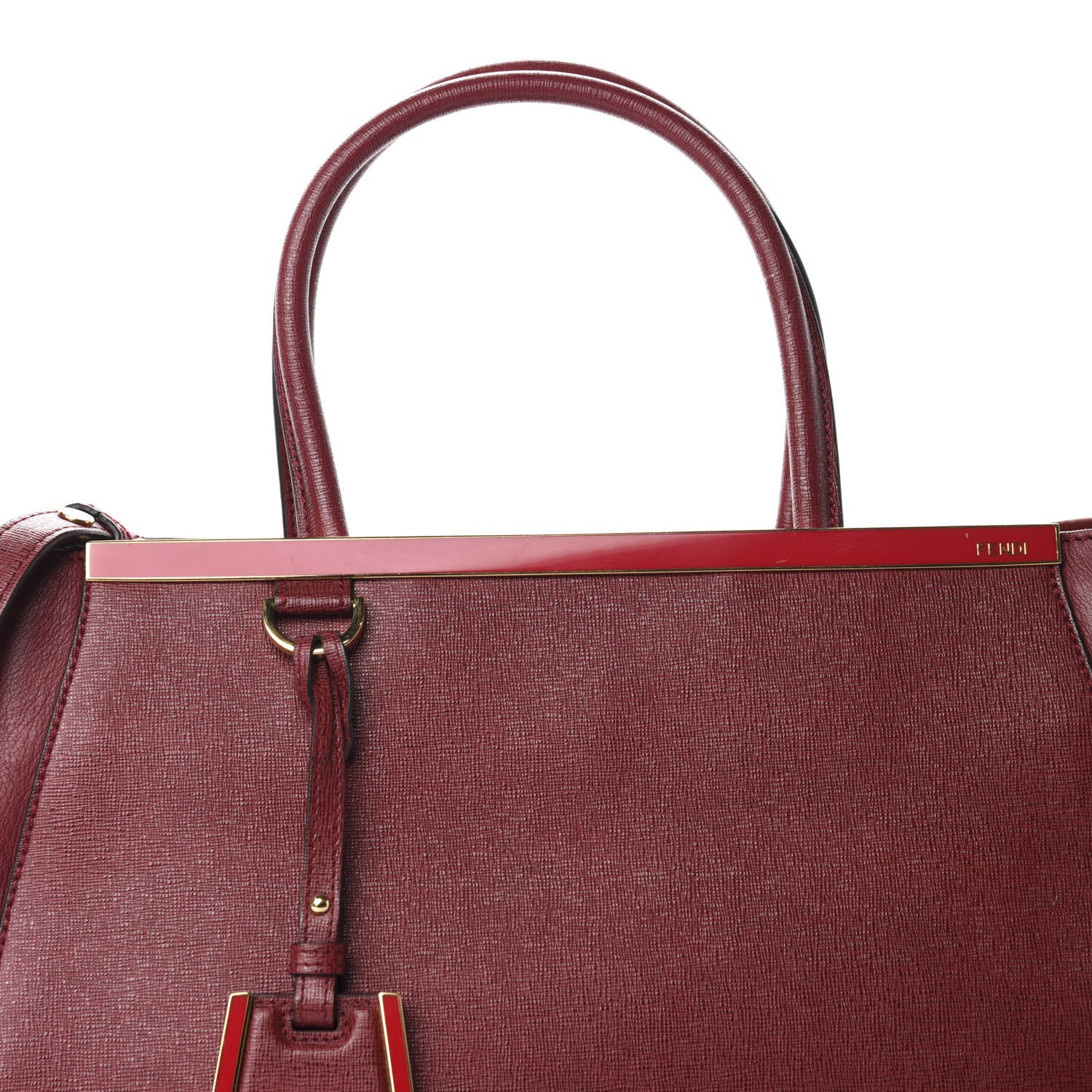 Fendi Vitello Elite Regular 2Jours Tote Rosso Scuro Ciliegia 11 of 11