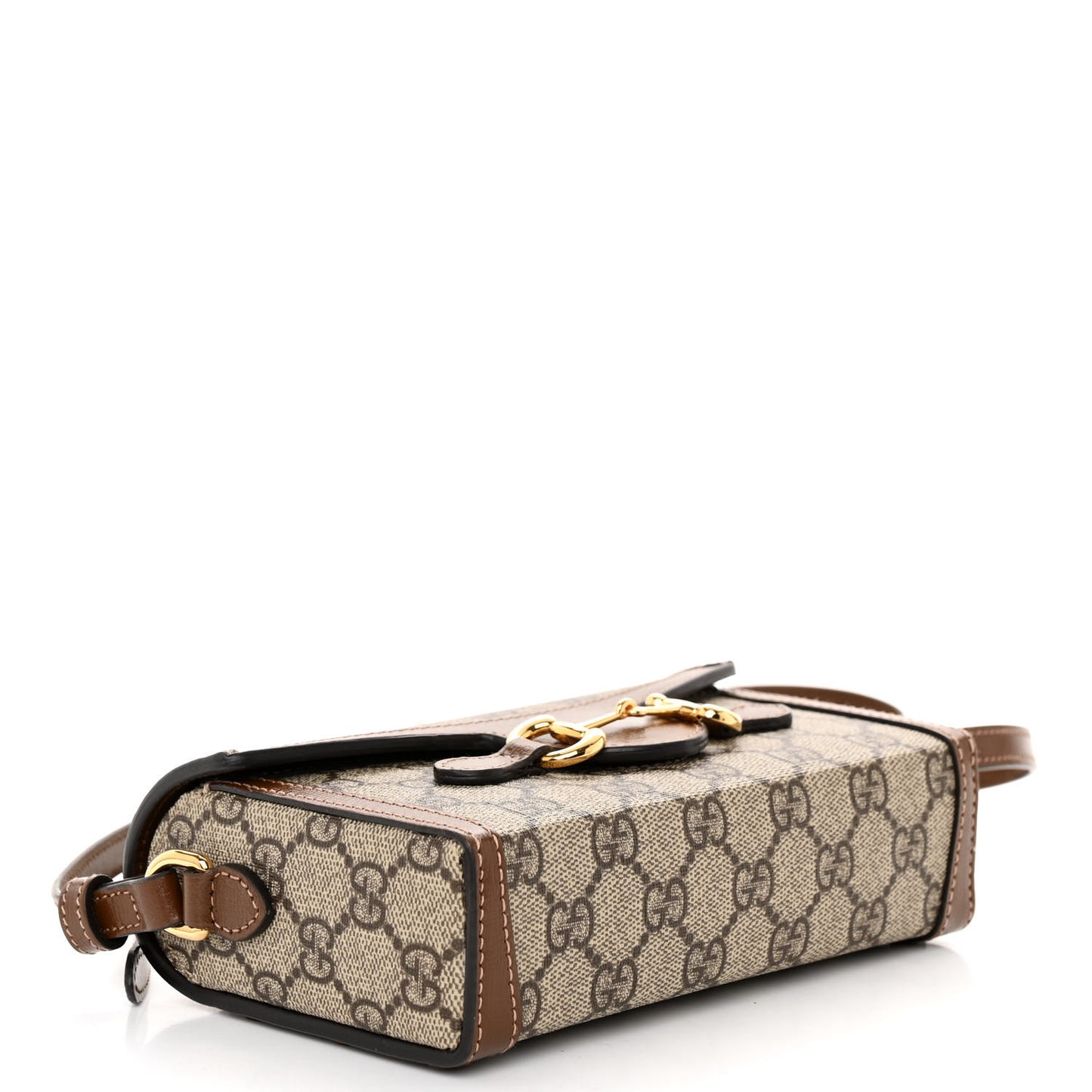 GG Supreme Monogram Mini Horsebit 1955 Shoulder Bag Beige Brown Sugar