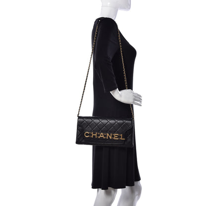 Chanel Calfskin Quilted Enchained Clutch Black 2 of 10