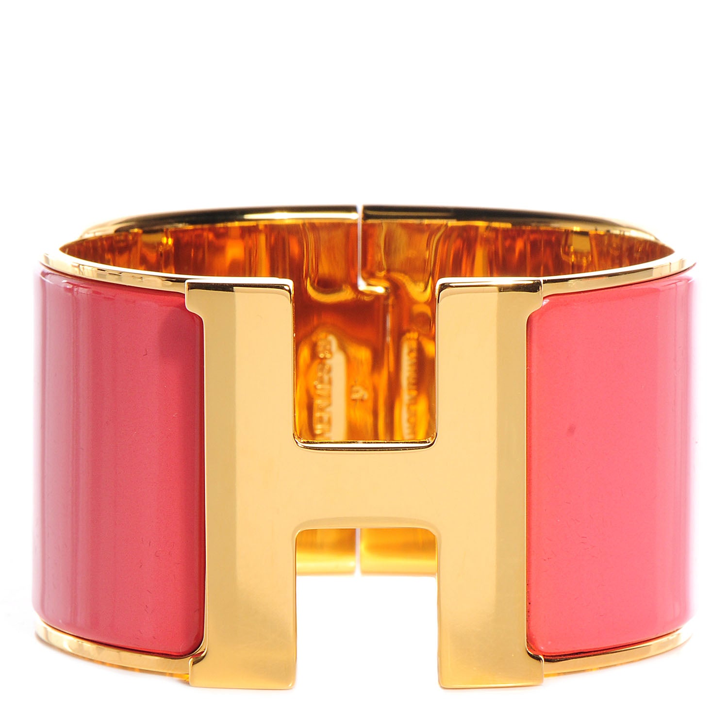 Hermes Enamel Extra Wide Clic Clac H Bracelet PM Rouge Corail 1 of 4