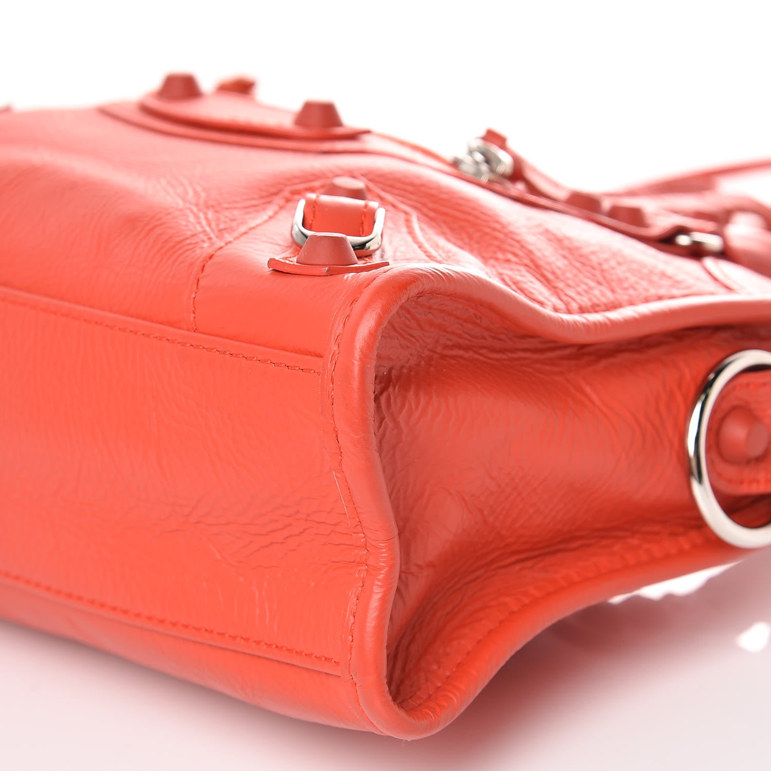 Balenciaga Matte Goatskin Rubber Covered Classic Hardware Mini City Rouge Coquelicot Rouge Braise 11 of 11