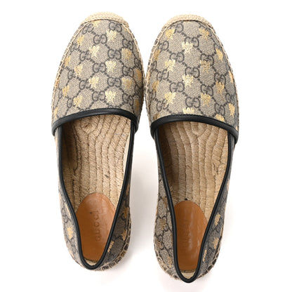Gucci GG Supreme Monogram Bees Espadrille Flats 38 Beige Ebony Oro Black 2 of 10