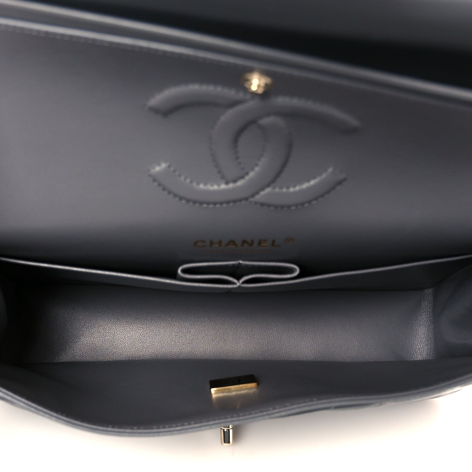 Chanel Lambskin Quilted Medium Double Flap Dark Grey 5 of 12