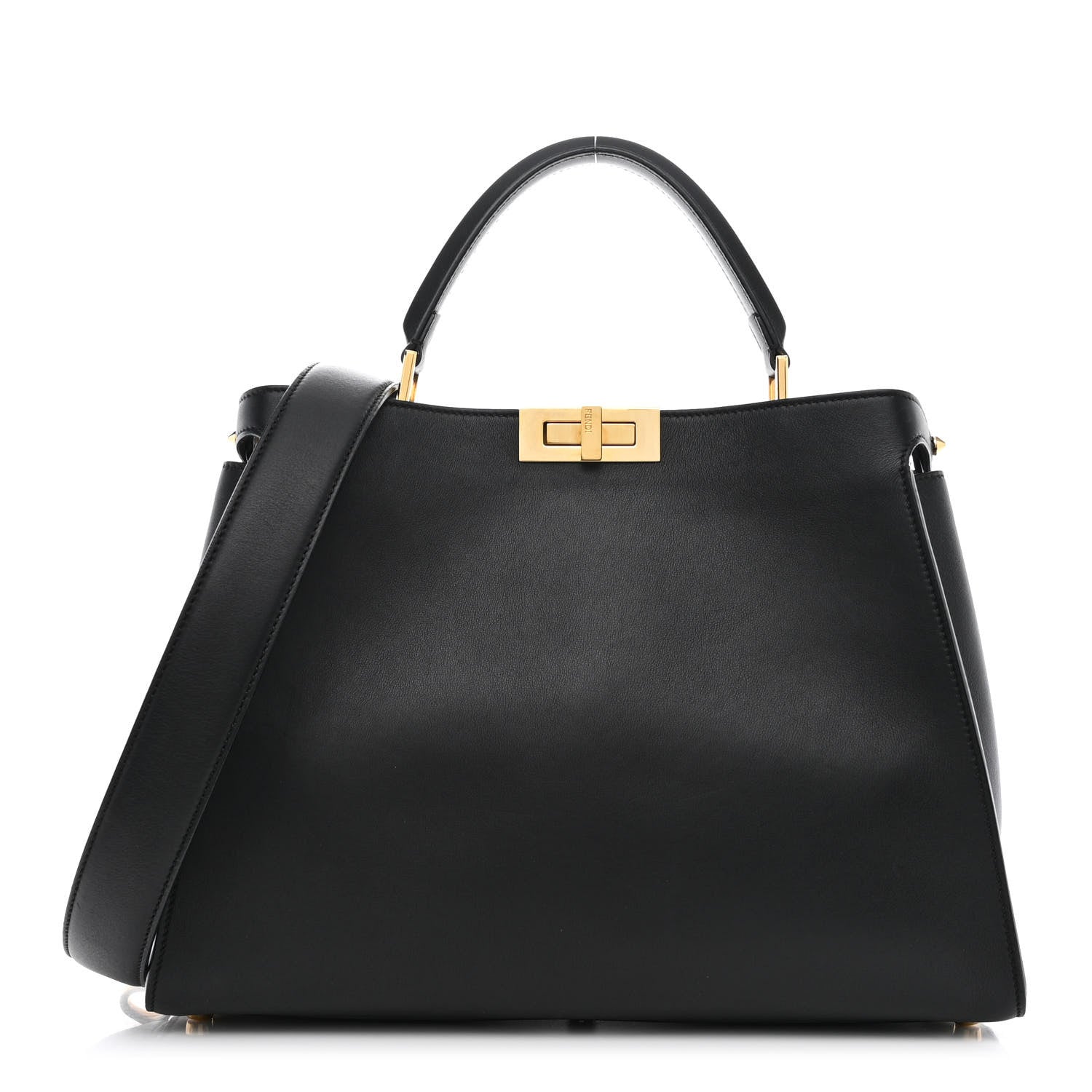Fendi Vitello Tahiti Burro Large Peekaboo Iconic Essentially Satchel Black Corda 1 of 10
