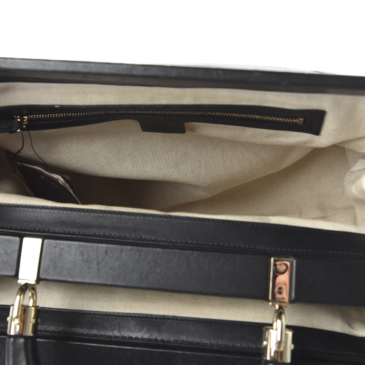 Gucci Calfskin Bold Bamboo Medium Top Handle Bag Black 5 of 11