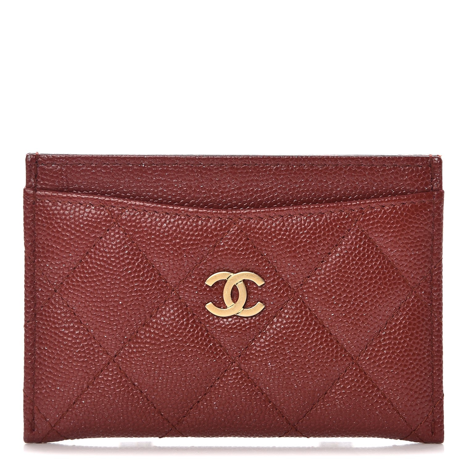 Chanel Caviar Quilted Card Holder Dark Red 1 of 9