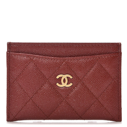 Chanel Caviar Quilted Card Holder Dark Red 1 of 9