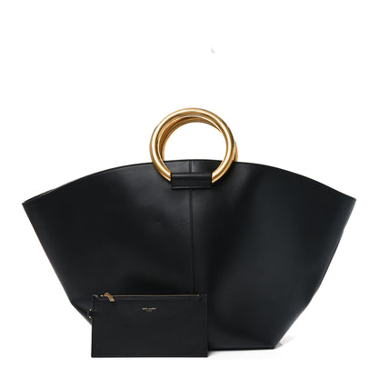 Saint Laurent Smooth Calfskin Maxi Trapezoid Shopping Tote Black 3 of 10
