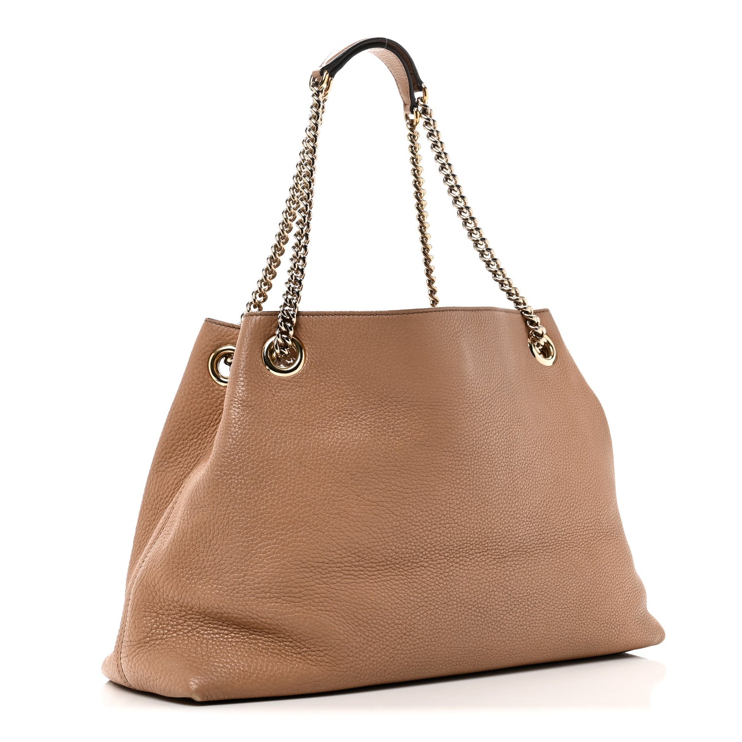 Pebbled Calfskin Medium Soho Chain Shoulder Bag Camelia