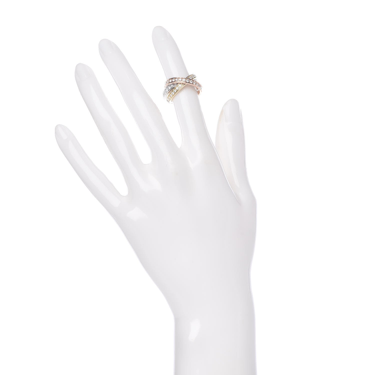 Cartier 18K White Yellow Pink Gold Diamond Trinity Ring 51 5.75 2 of 4