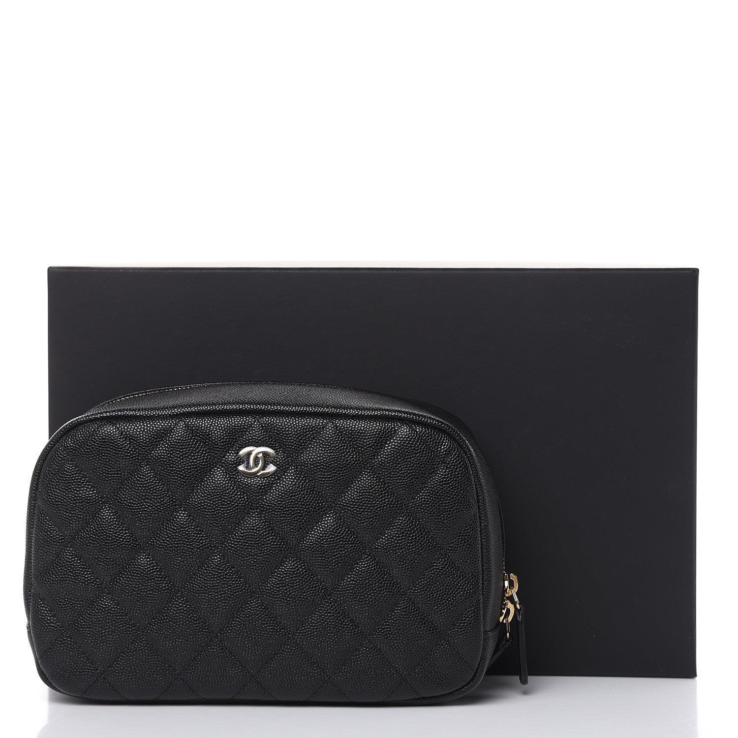 Chanel Caviar Quilted Curvy Pouch Cosmetic Case Black 10 of 10