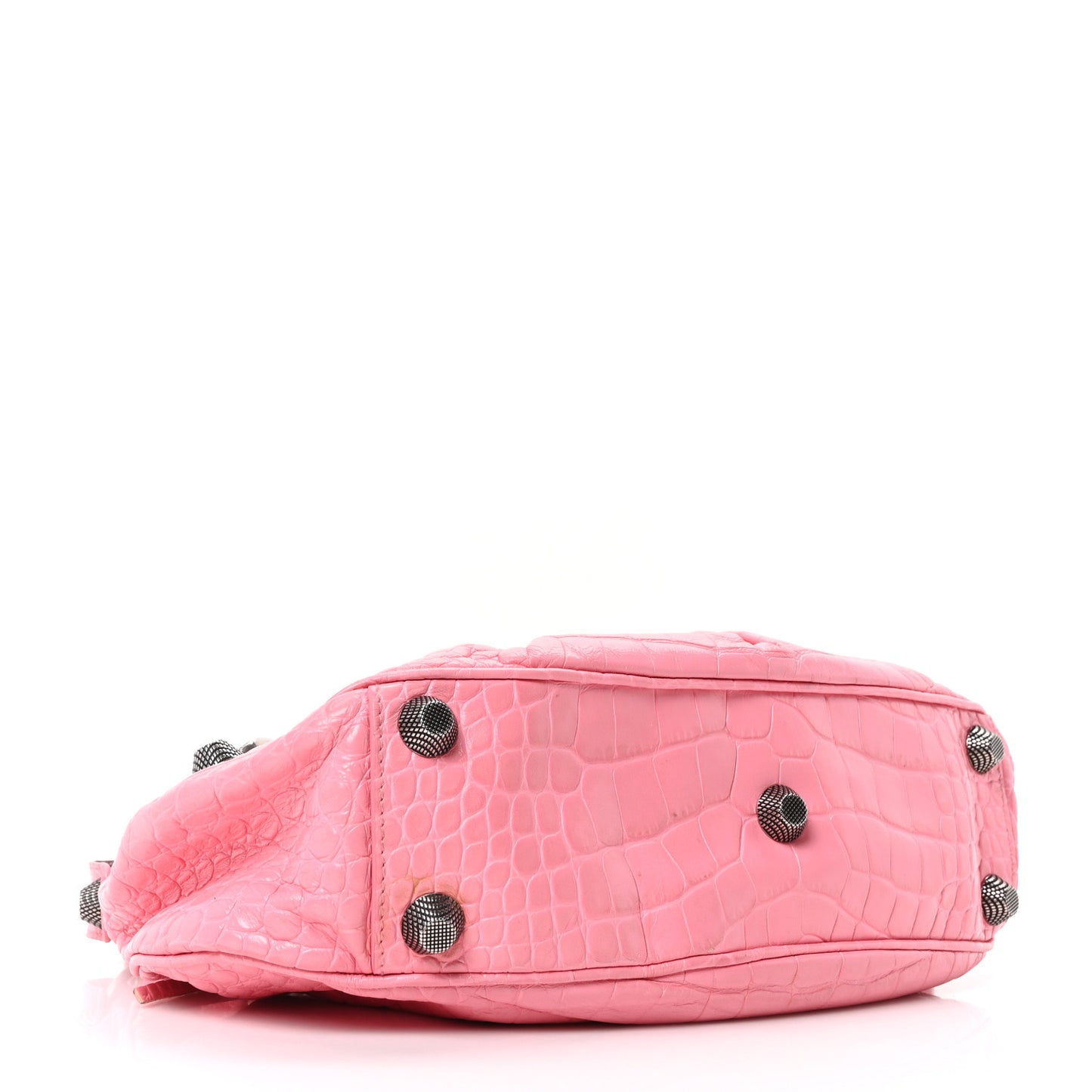 Extra Supple Calfskin Crocodile Embossed Small Le Cagole Shoulder Bag Sweet Pink