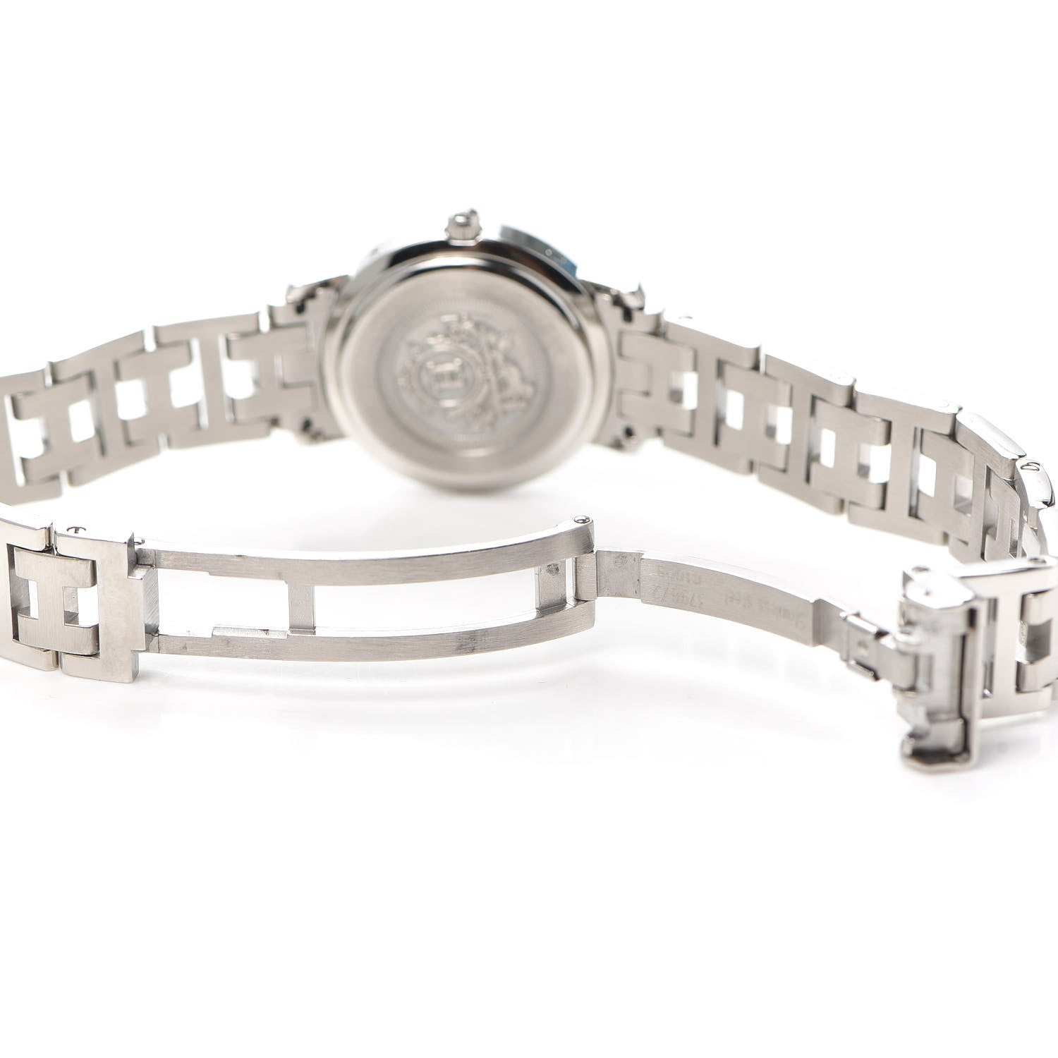 Hermes Stainless Steel Diamond Mother of Pearl 24mm Clipper Quartz Watch 5 of 6