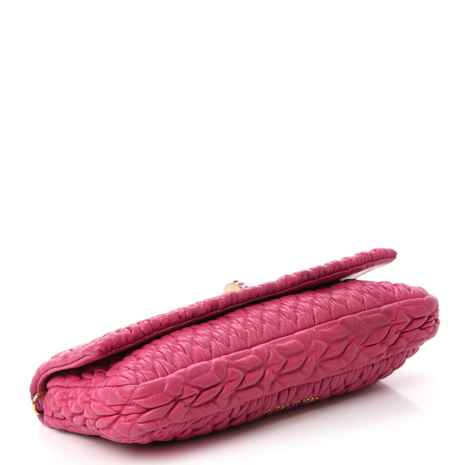 Miu Miu Nappa Matelasse Crystal Flap Clutch Fuxia 4 of 17
