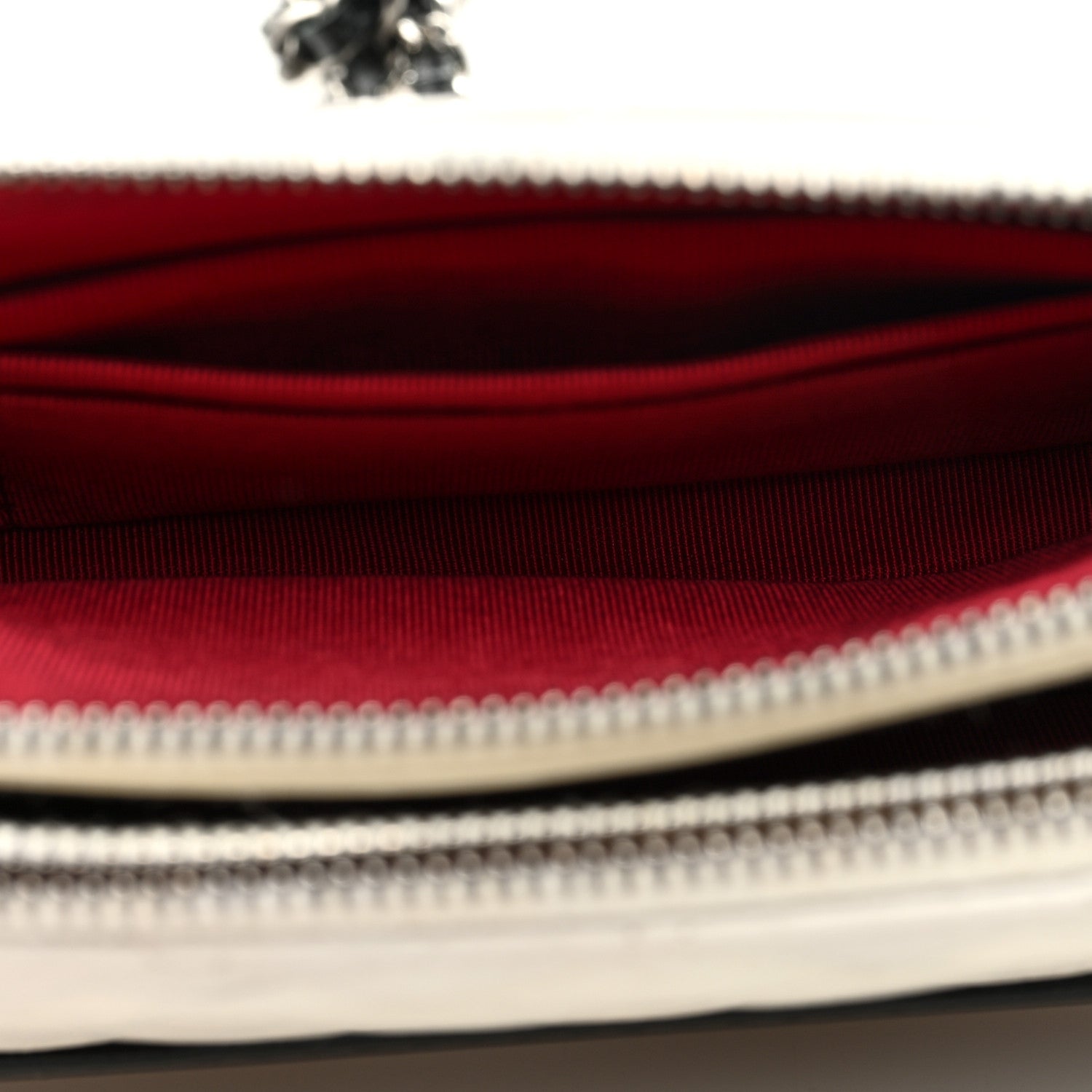 Chanel Aged Calfskin Quilted Small Gabrielle Clutch With Chain White Black 5 of 13