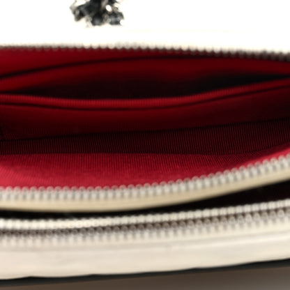 Chanel Aged Calfskin Quilted Small Gabrielle Clutch With Chain White Black 5 of 13